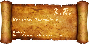 Kriston Radomér névjegykártya